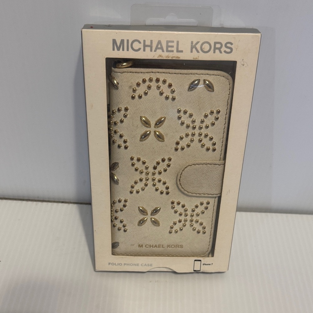 Michael Kors Gold Studded Cream Phone Case